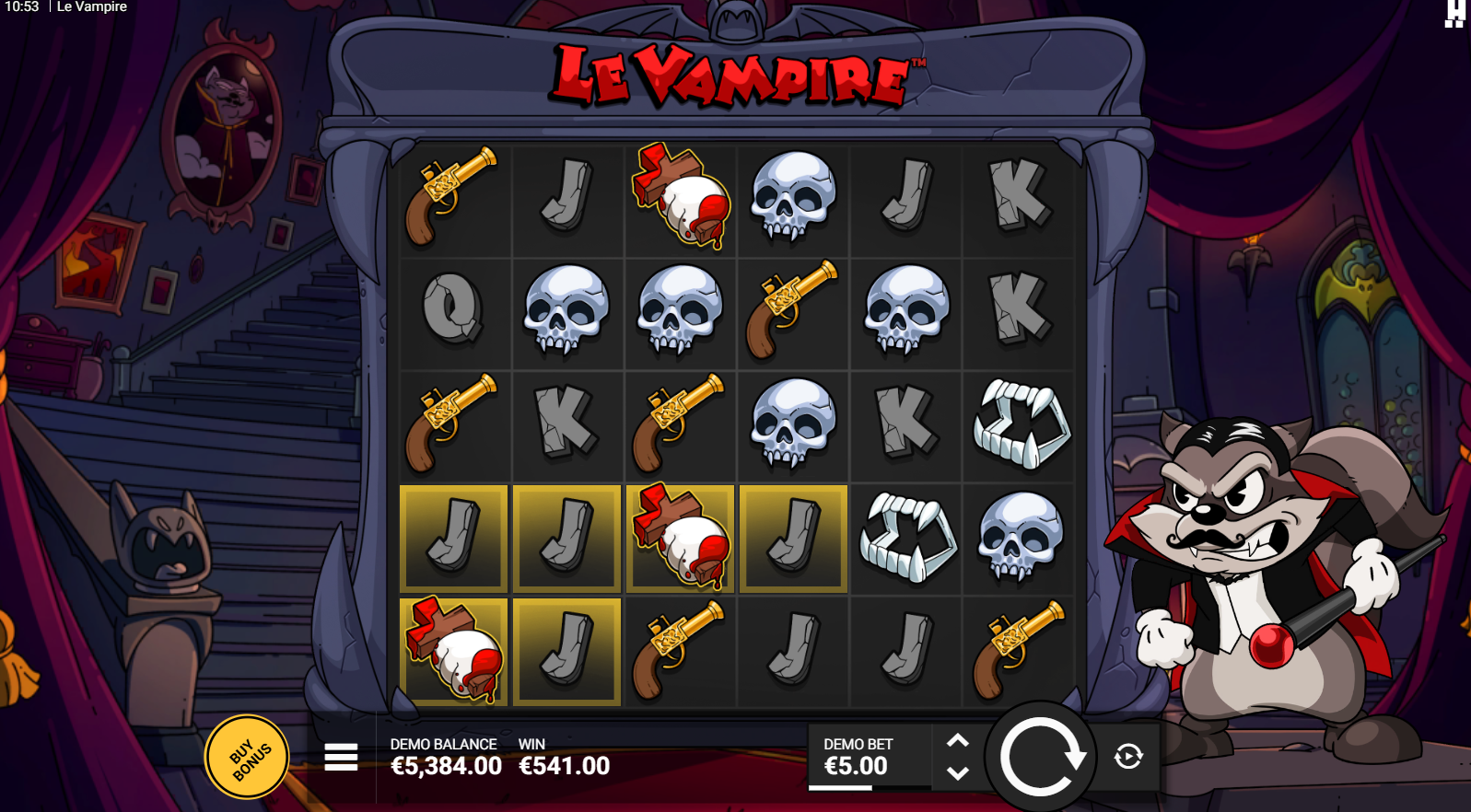 Le Vampire Coffin Break bonus free spins
