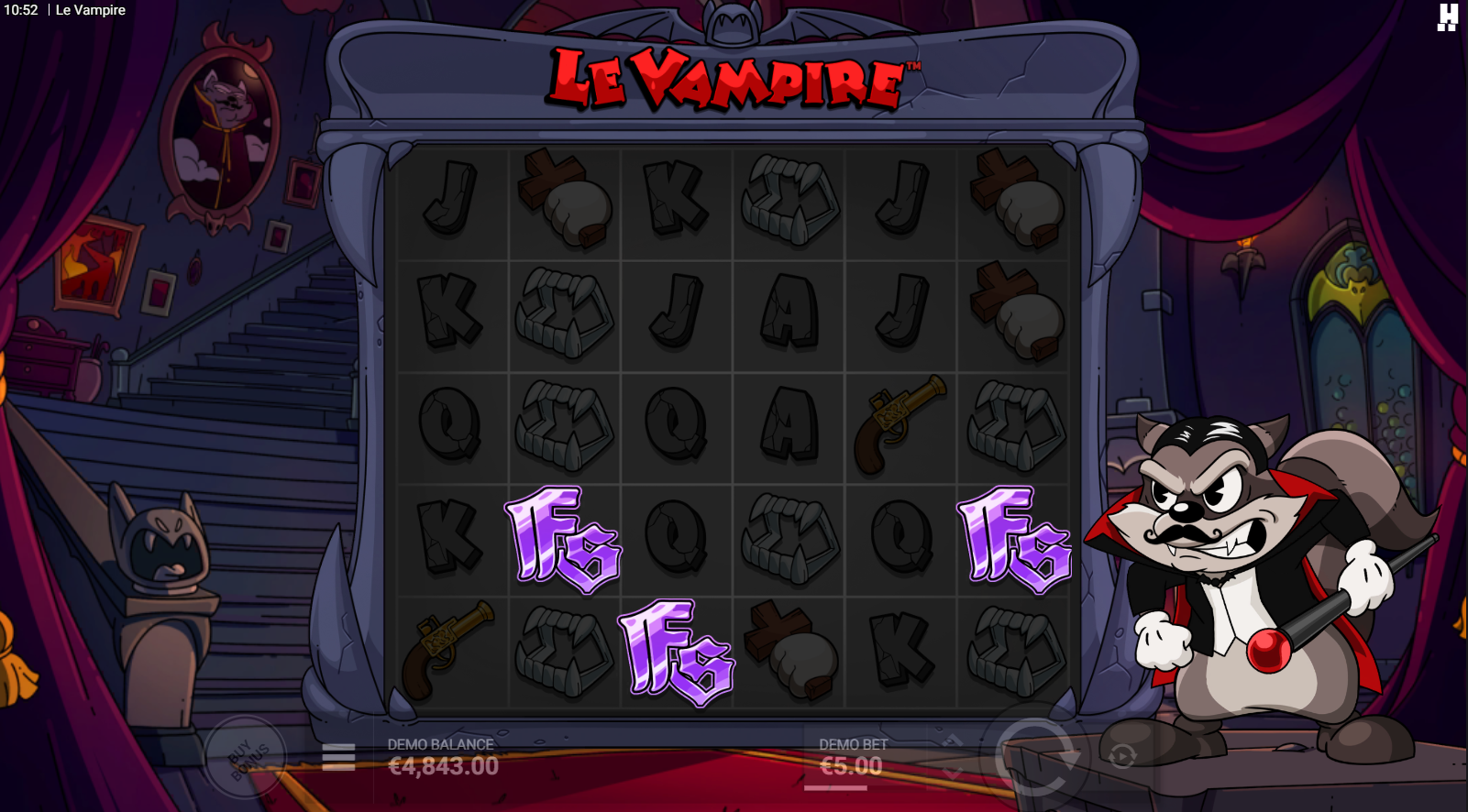 Le Vampire FS scatter symbols on the reels