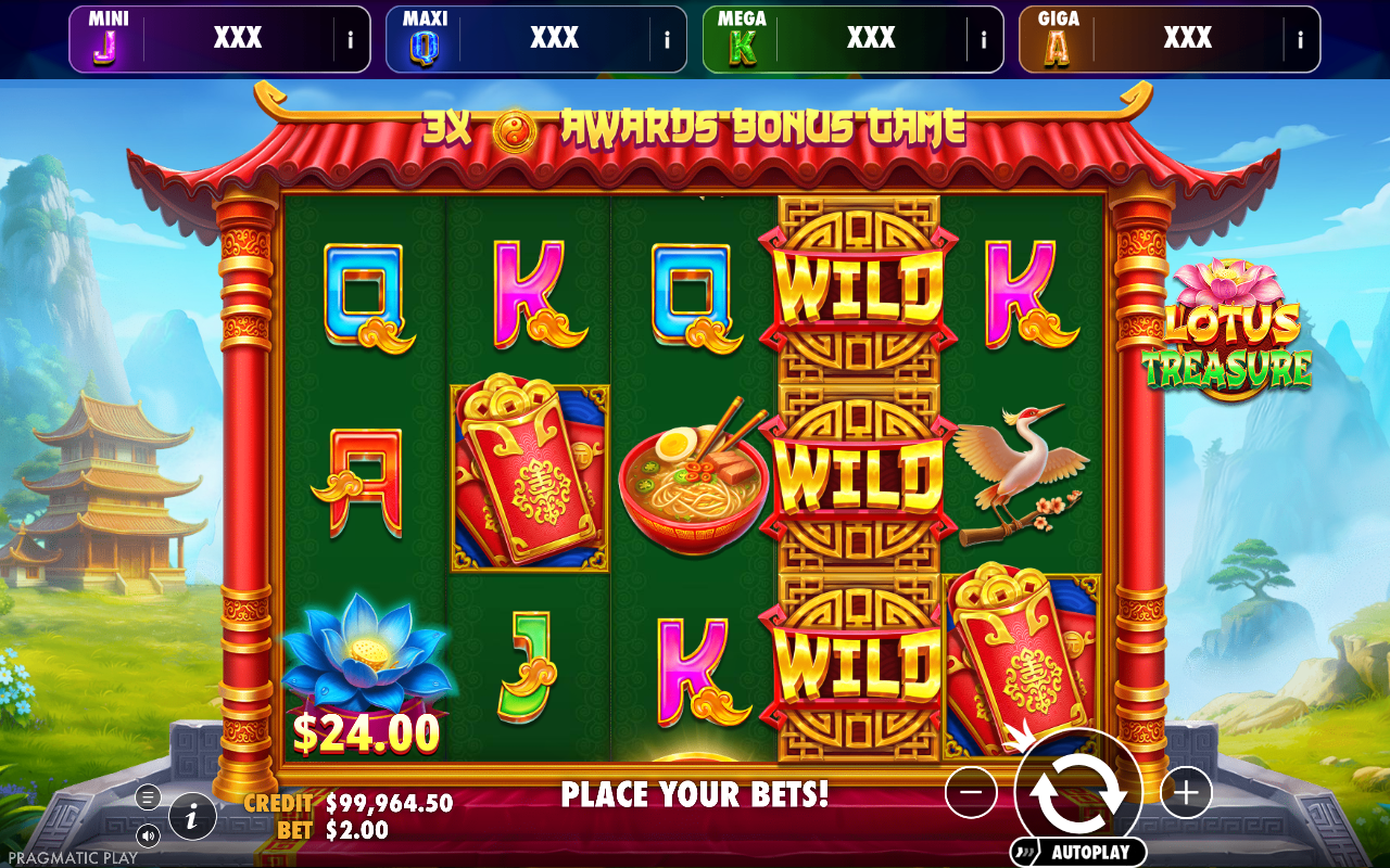 Lotus Treasure - Oranje Jackpot bonus buy menu