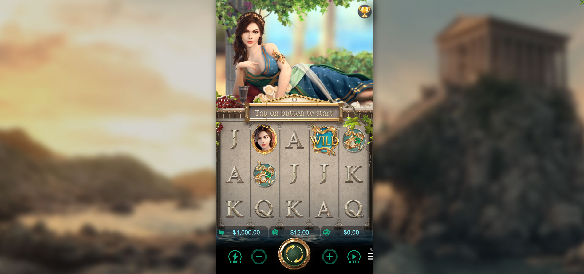 Medusa - The Curse of Athena base game showing the 5x3 reel grid with 30 paylines