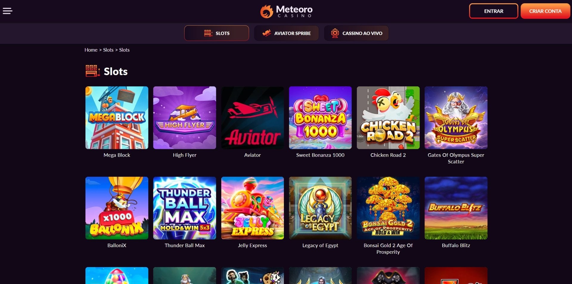 Meteoro Casino Popular Games