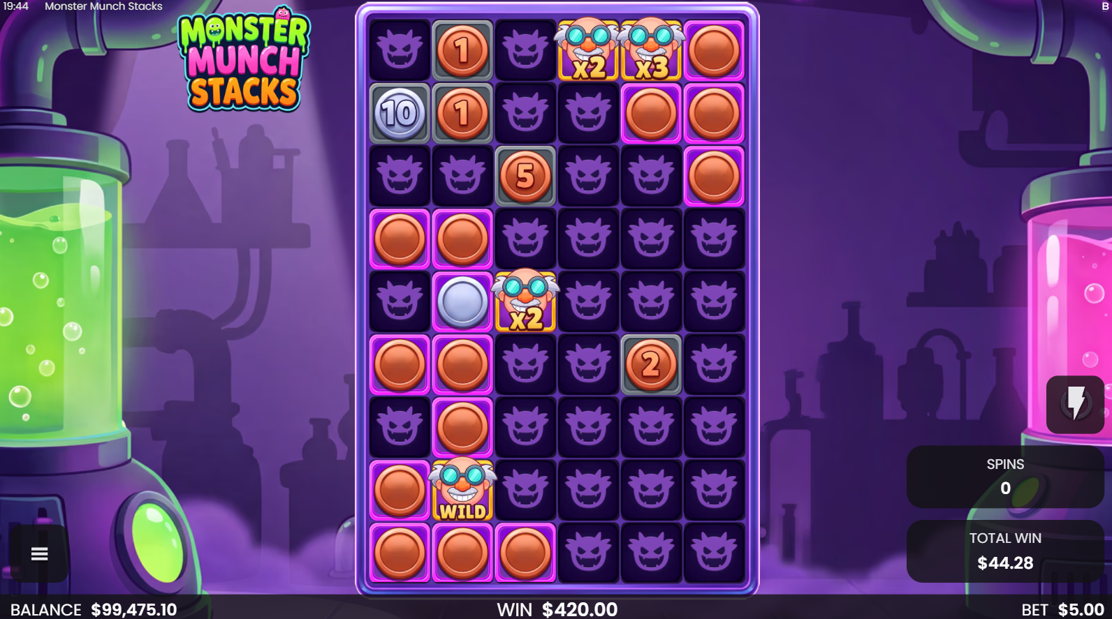 Monster Munch Stacks Snack Rush Bonus free spins mode