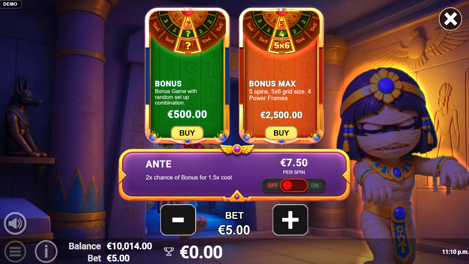 Pots of Power Mummy's Treasure Xpress bonus buy options