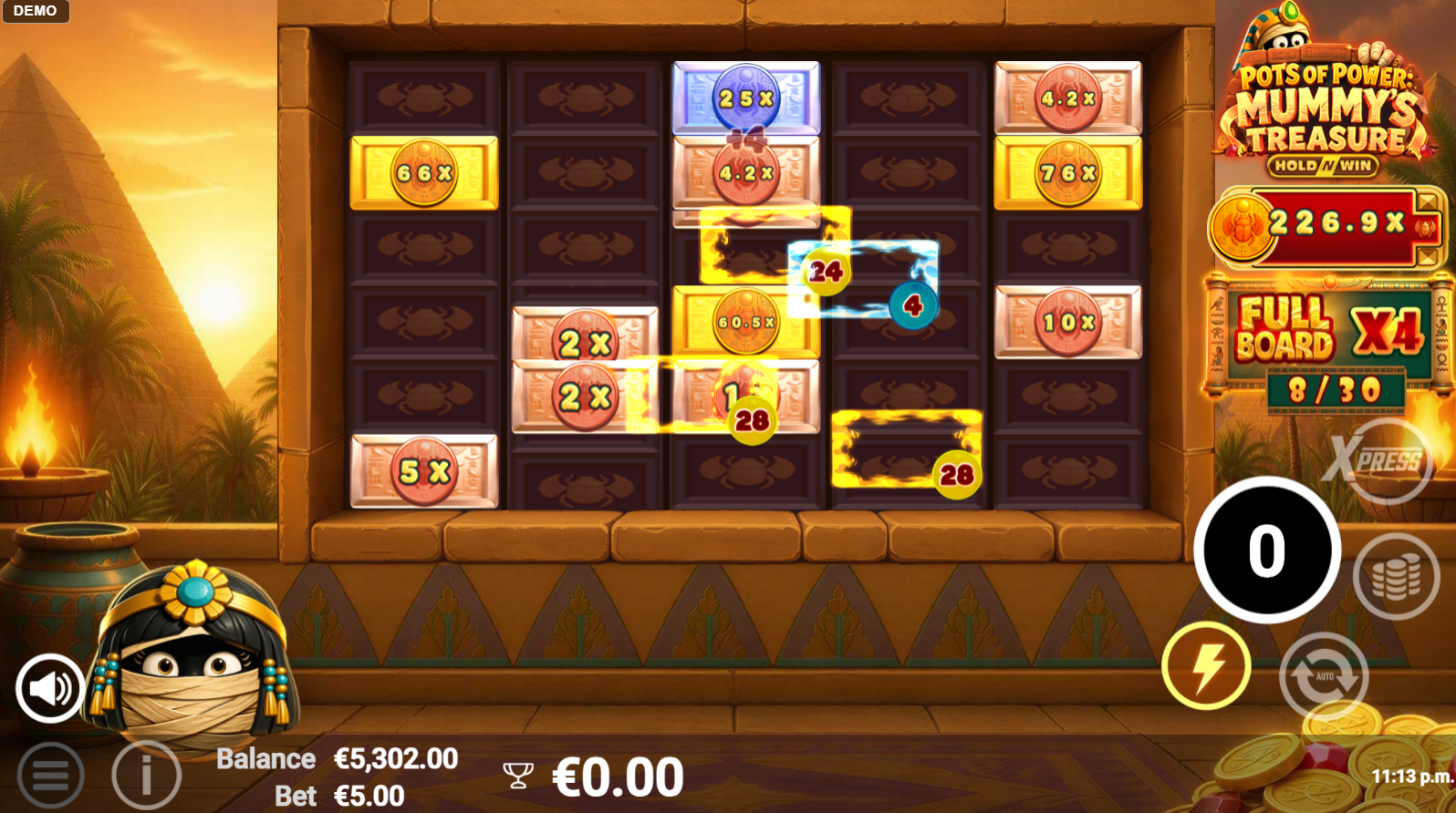 Pots of Power Mummy's Treasure maximum bonus setup