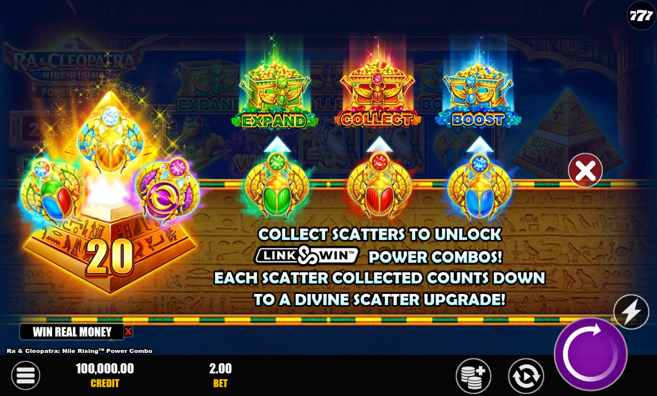 Ra & Cleopatra: Nile Rising Power Combo information screen