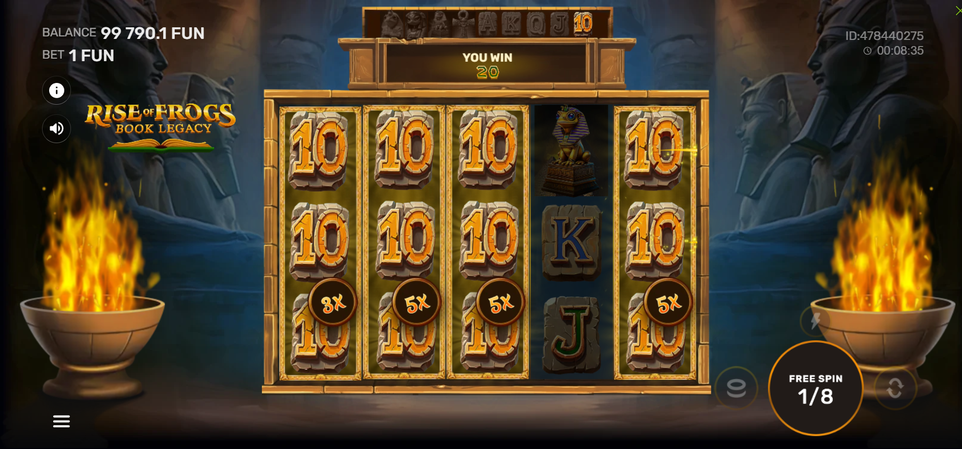 Rise of Frogs Book Legacy super bonus round with multiplier symbols on reels