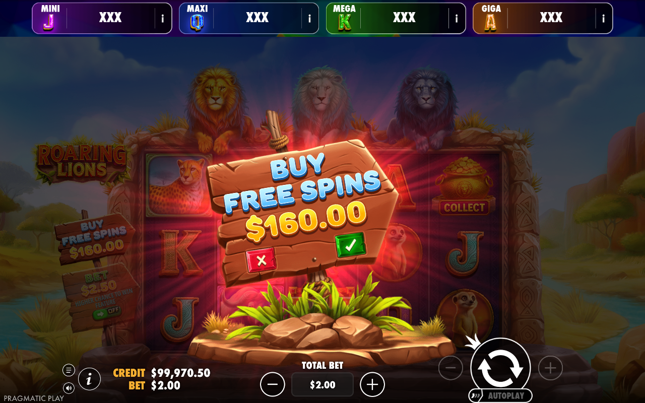 Roaring Lions - Oranje Jackpot bonus buy