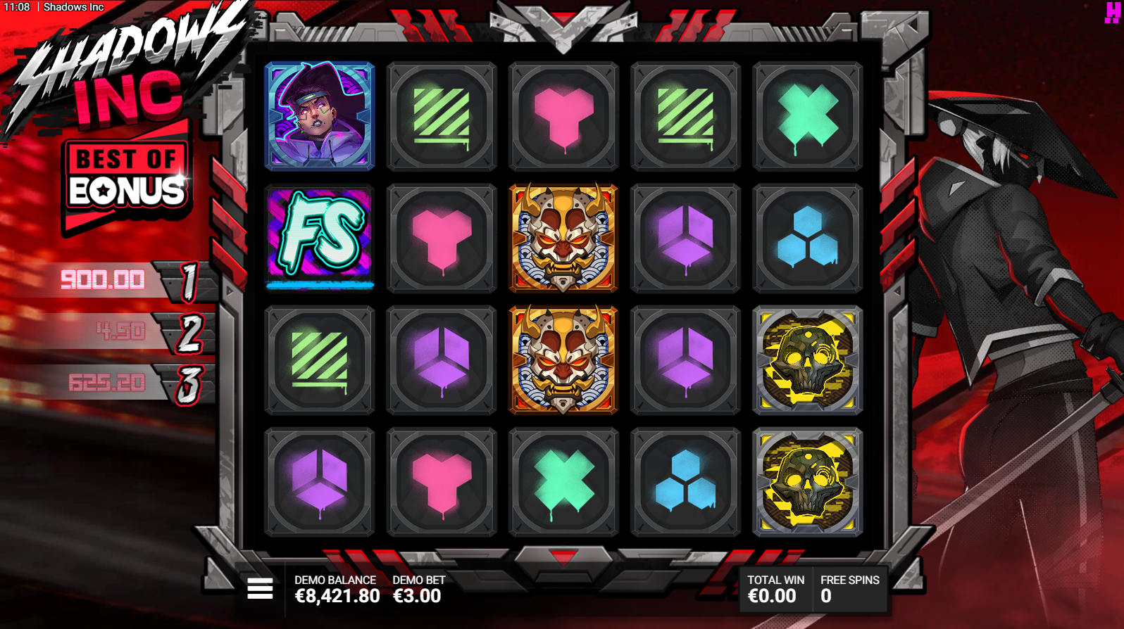 Shadows Inc Best of Wild Slayers bonus showing the three-round scoreboard