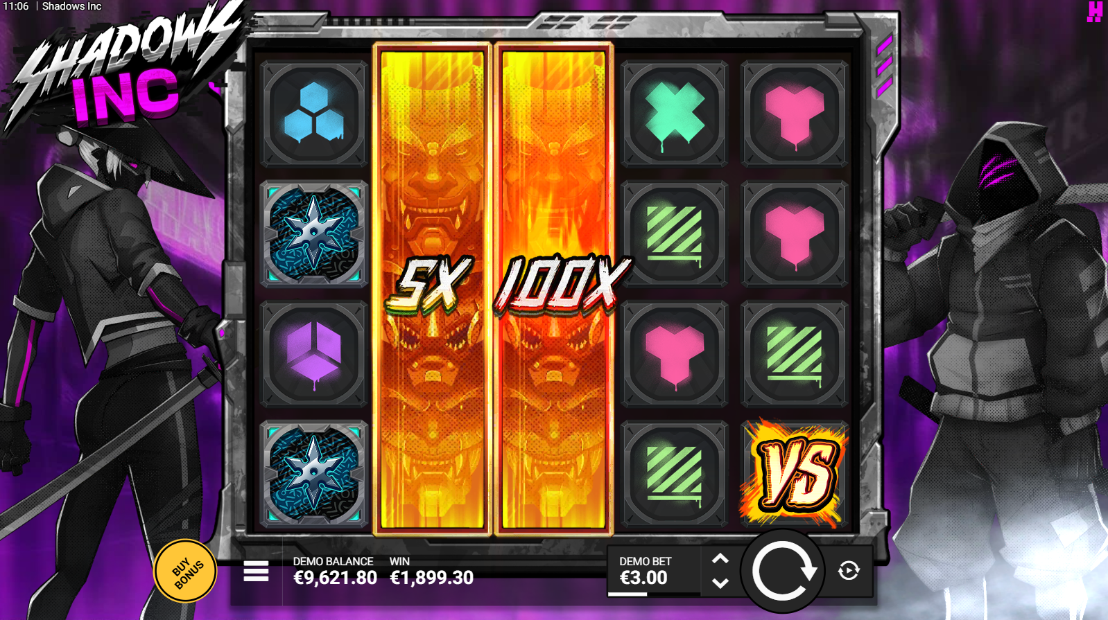 Shadows Inc Wild Slayers bonus feature with DuelReels mechanic active