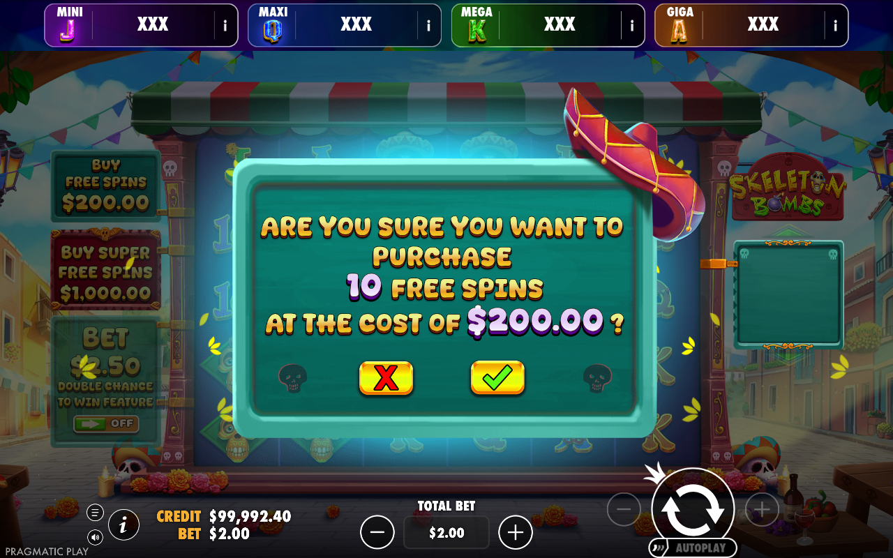 Skeleton Bombs - Oranje Jackpot bonus buy