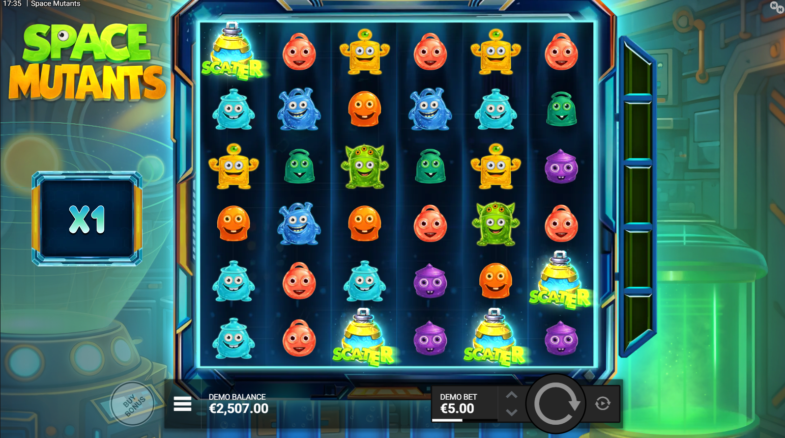 Space Mutants scatter symbols that trigger the Space Chaos Bonus free spins
