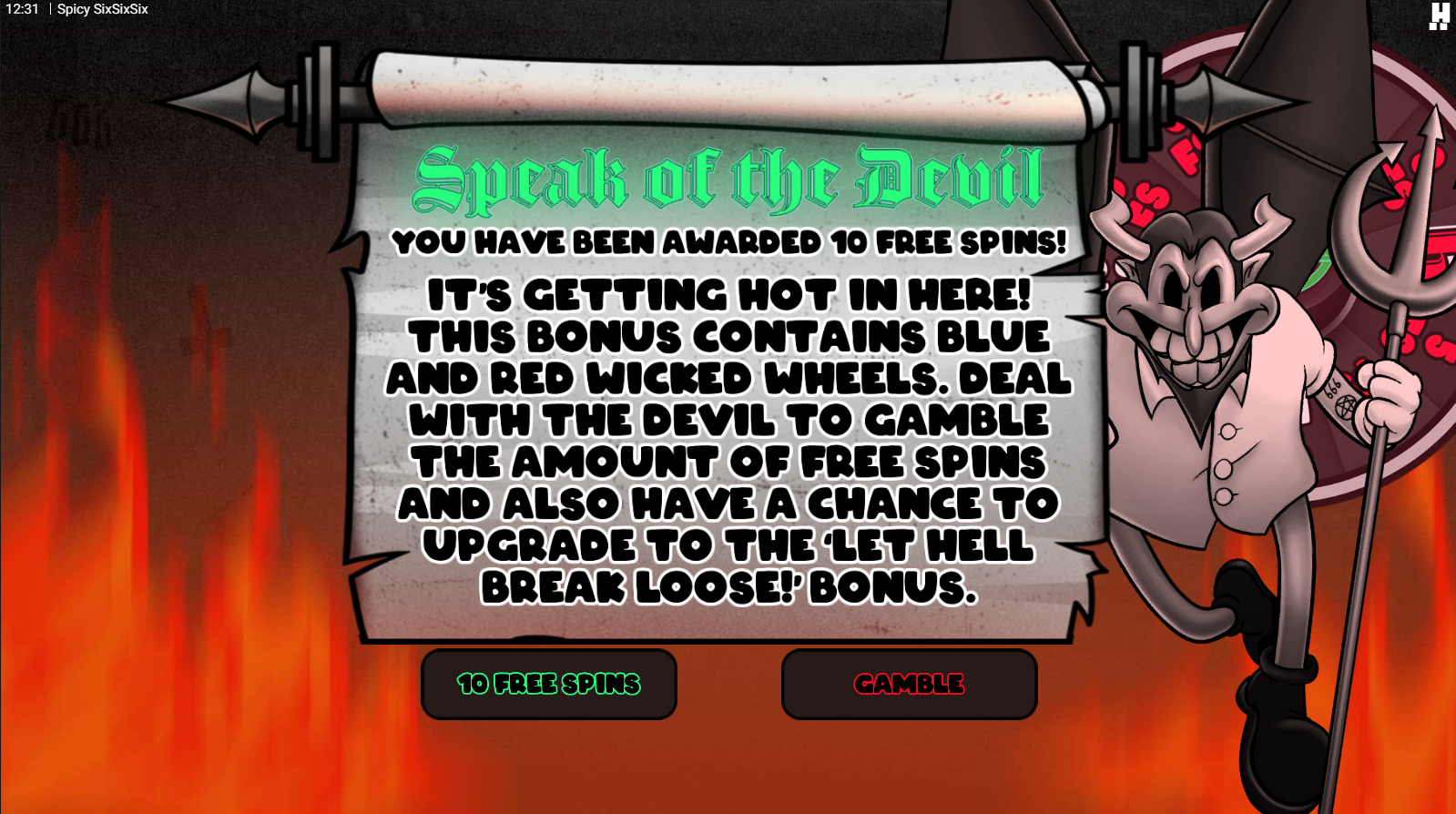 Spicy SixSixSix Deal with the Devil gamble option