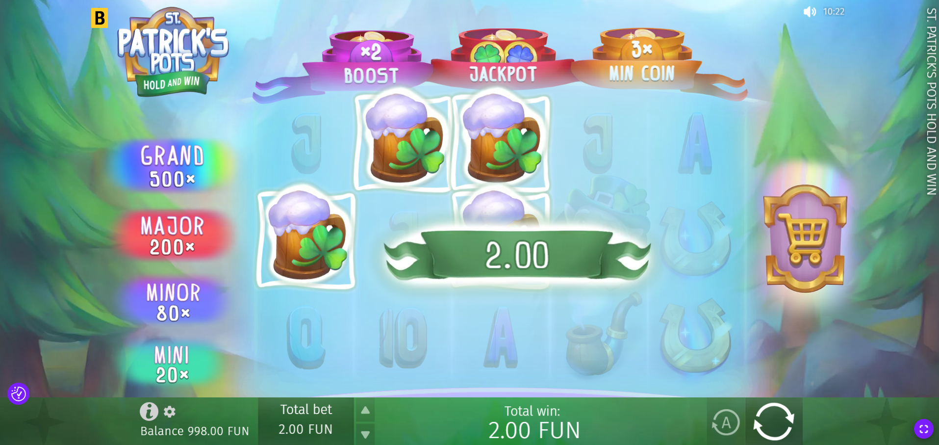 St. Patrick's Pots showing the 243 ways to win paytable layout