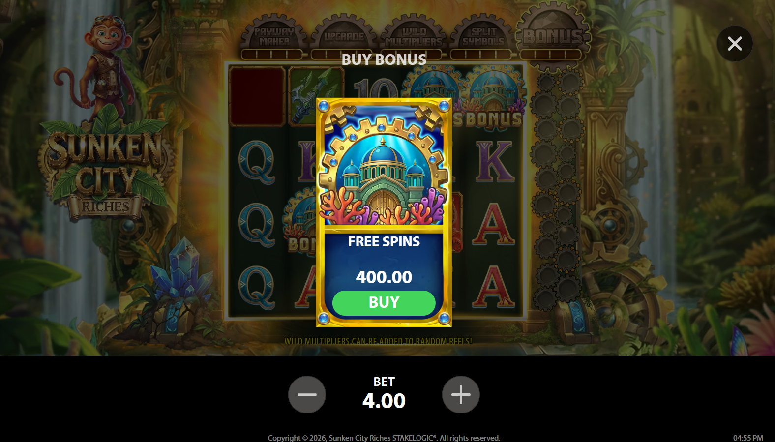 Sunken City Riches bonus buy options screen