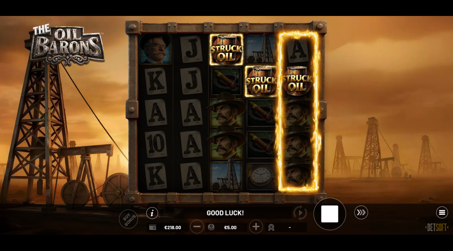 The Oil Barons - bonus symbols including Struck Oil, Contract Duel and Gusher scatter symbols