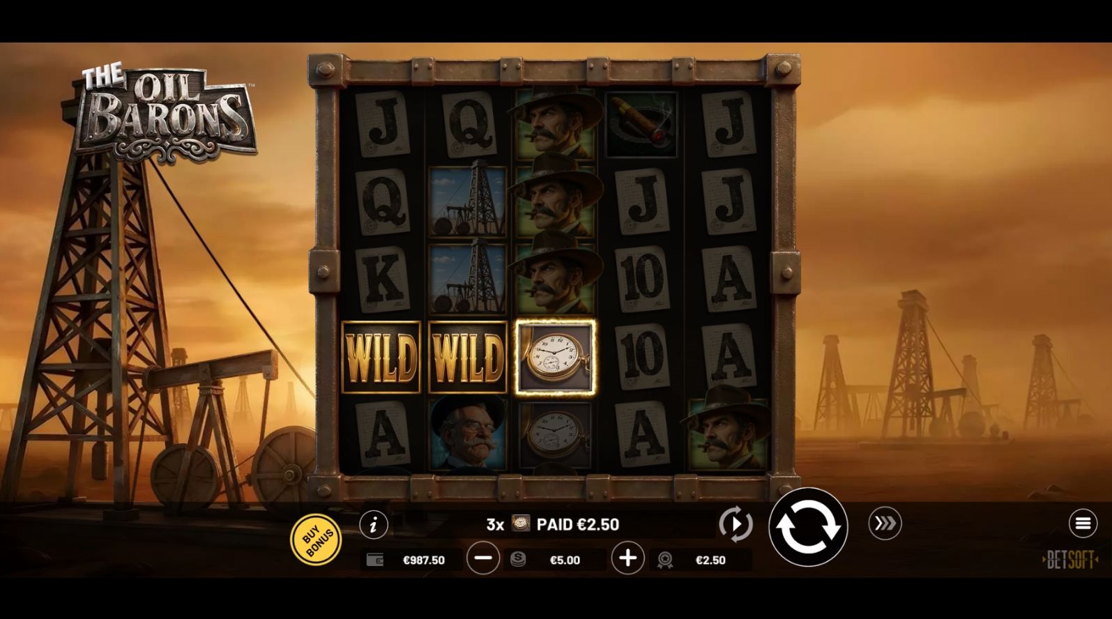 The Oil Barons - wild symbols and VS expanding wild mechanic in action