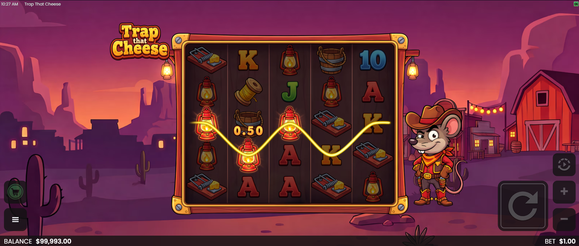 Trap That Cheese offers 15 fixed paylines