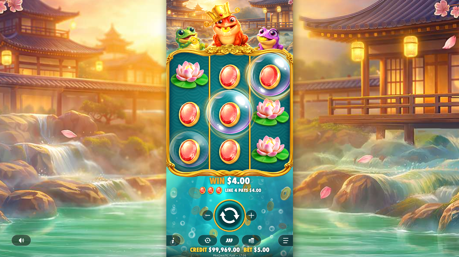 Triple Hop Pots base game showing 3x3 reel grid with classic symbols