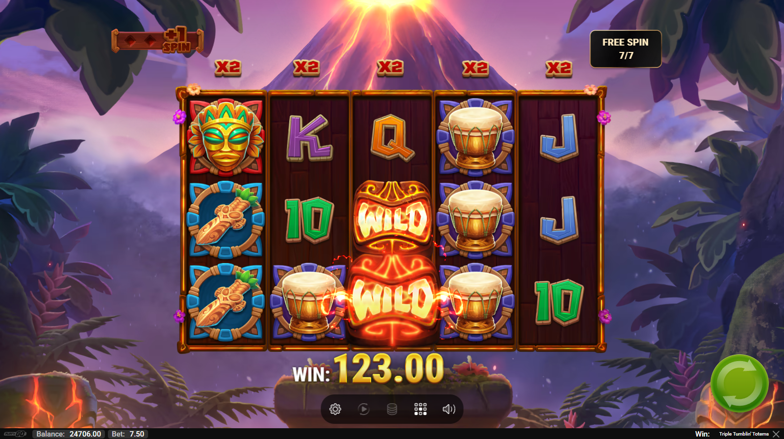 Triple Tumblin' Totems Free Spins bonus feature