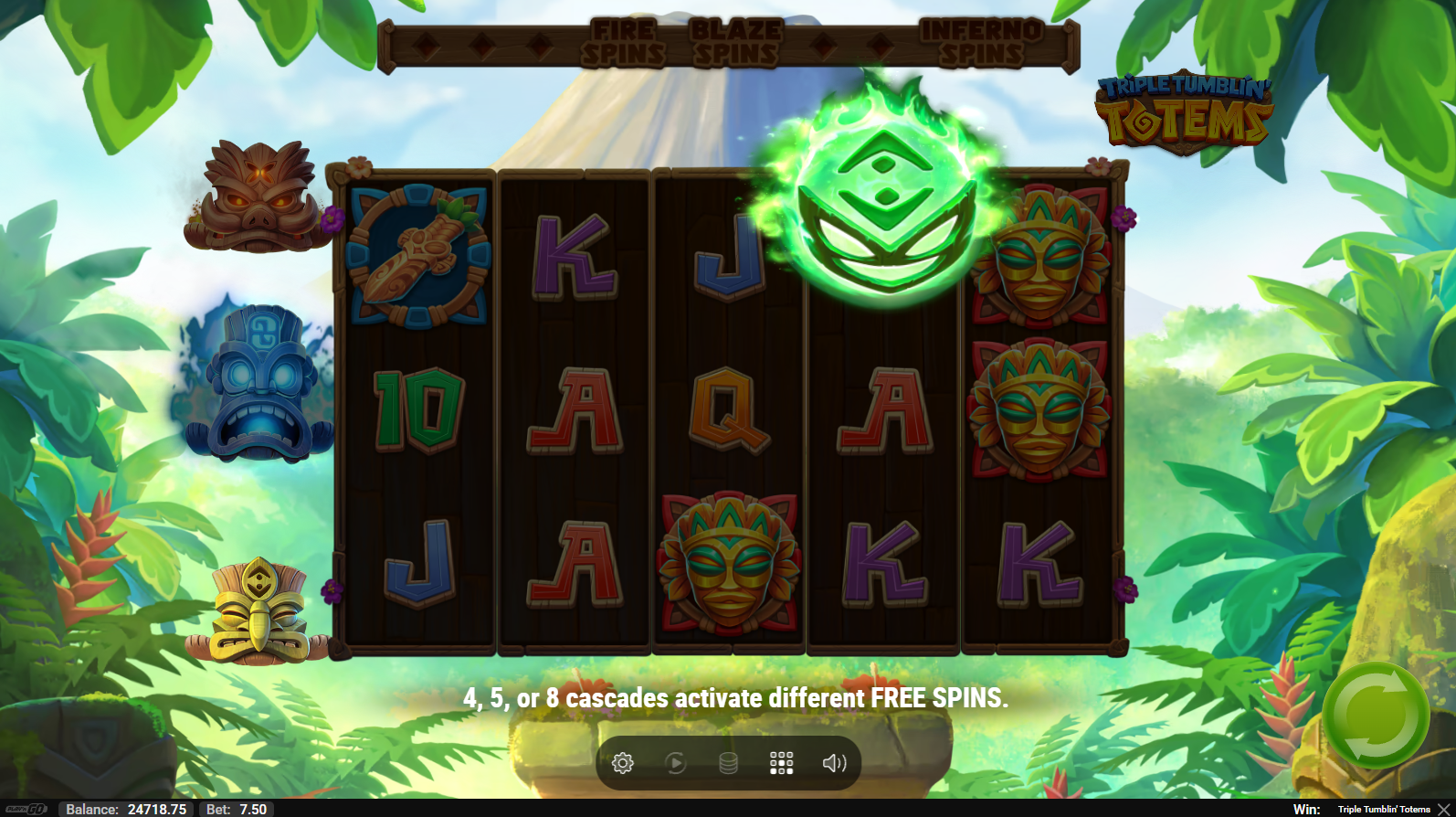 Green Fire Spirit scatter symbol in Triple Tumblin' Totems