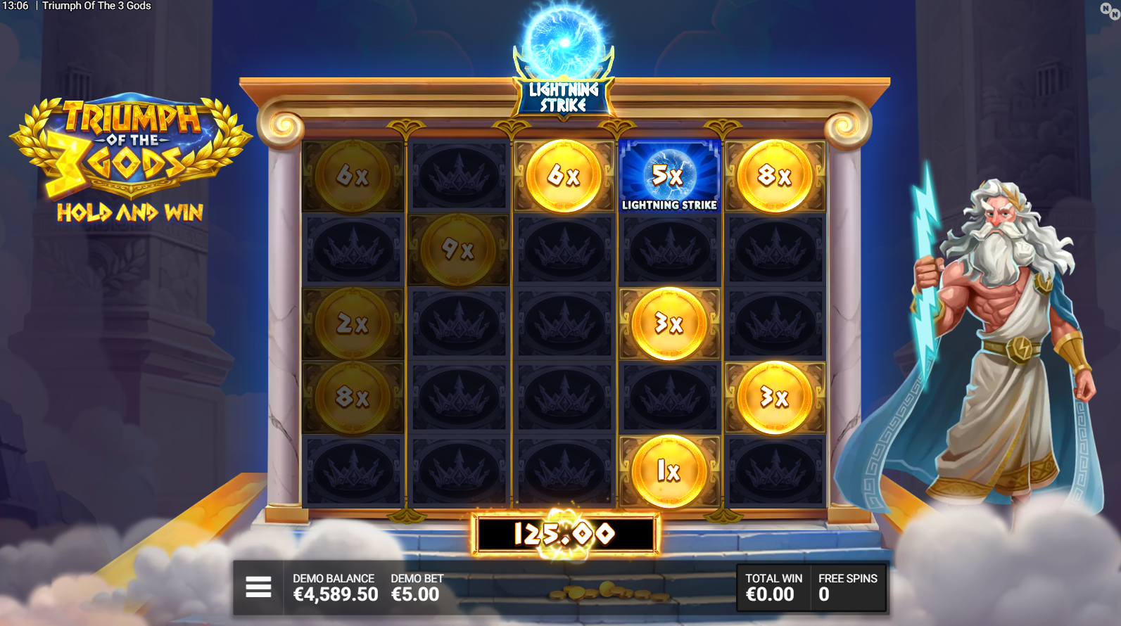 Triumph of the 3 Gods Single Triumph Bonus Hold and Win feature