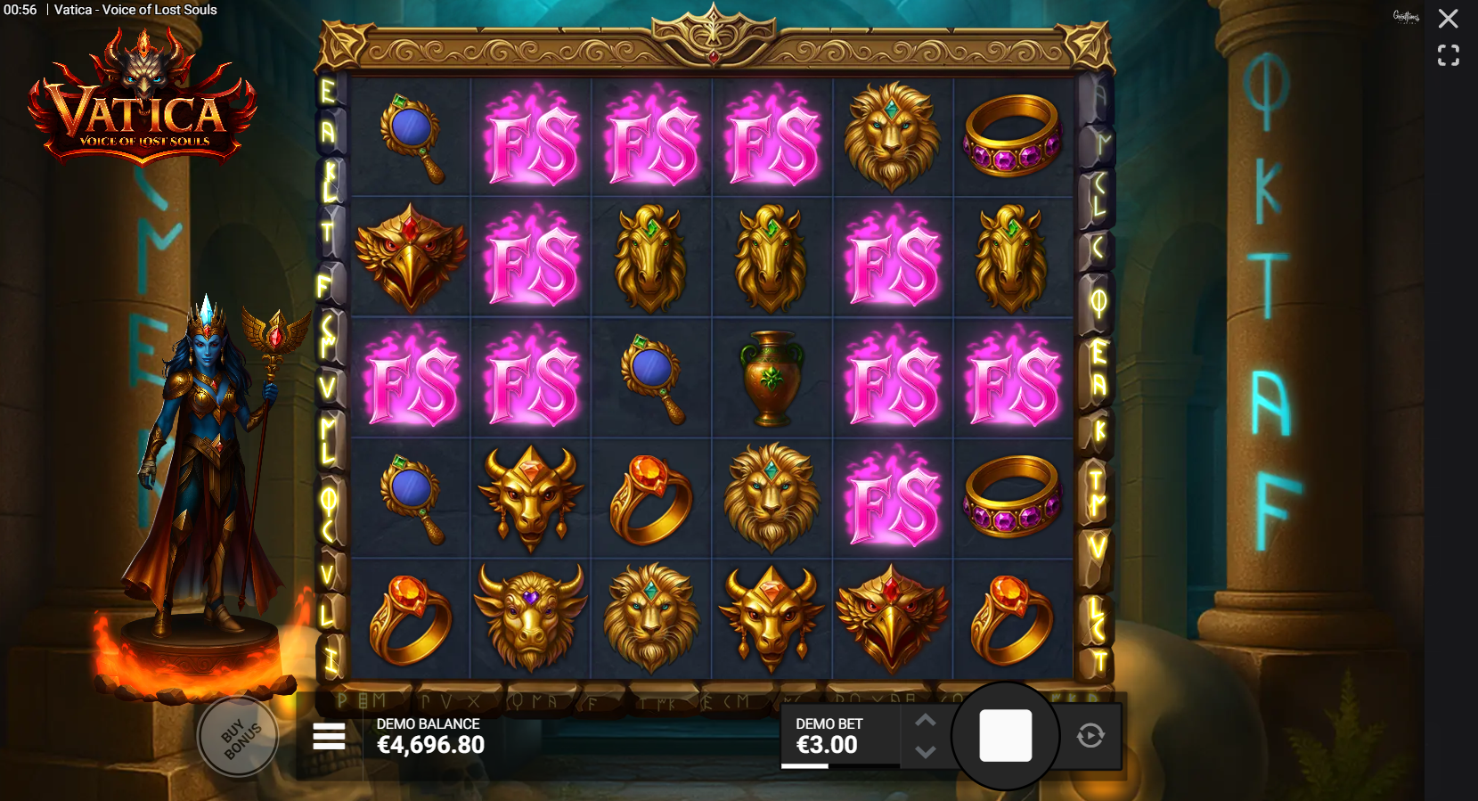 Vatica Voice of Lost Souls Free Spins scatter symbols - normal and epic FS scatters