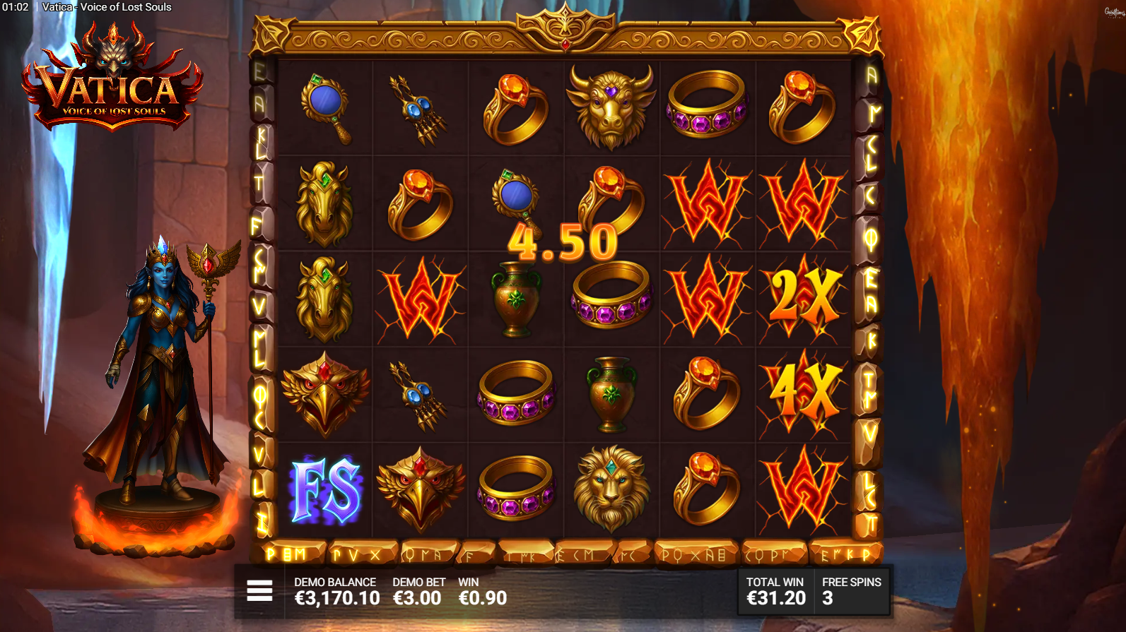 Vatica Voice of Lost Souls Wild Multiplier symbols showing multiplier values