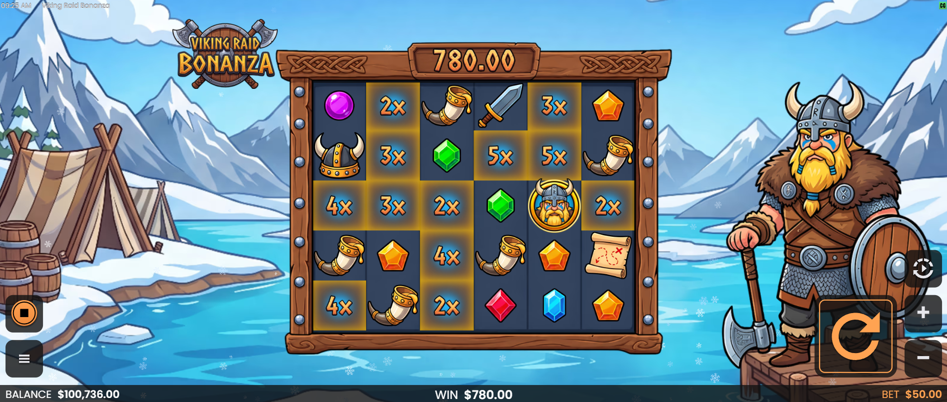 Viking Raid Bonanza Multiplier Reveal feature