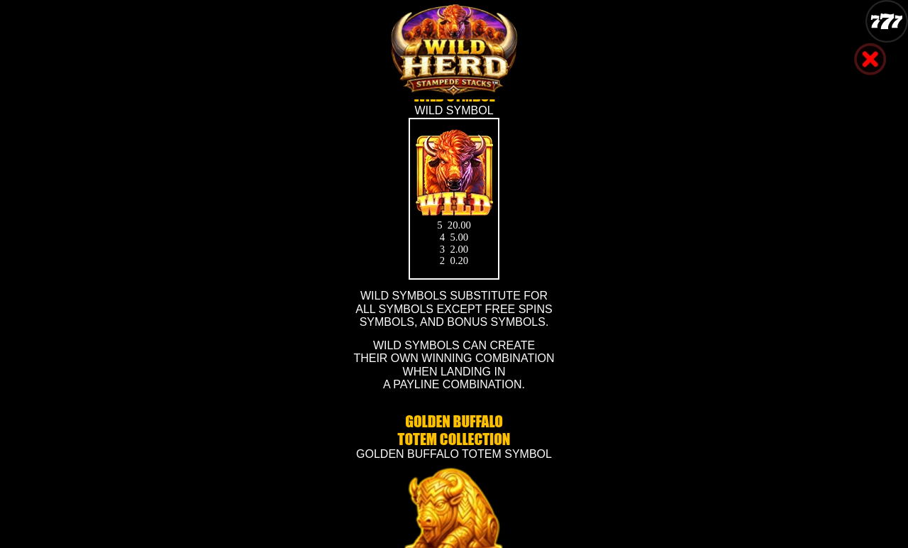 Wild Herd Stampede Stacks information screen