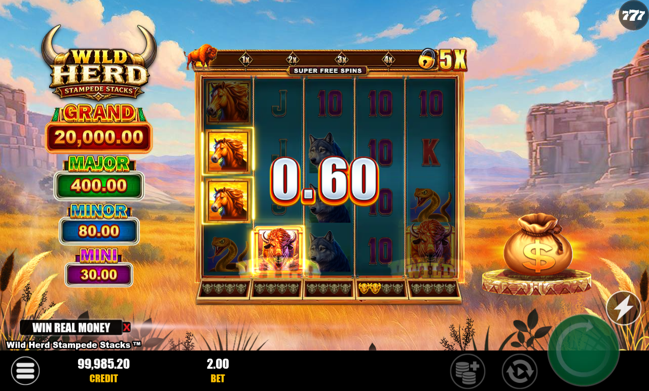 Wild Herd Stampede Stacks Super Free Spins with multiplier