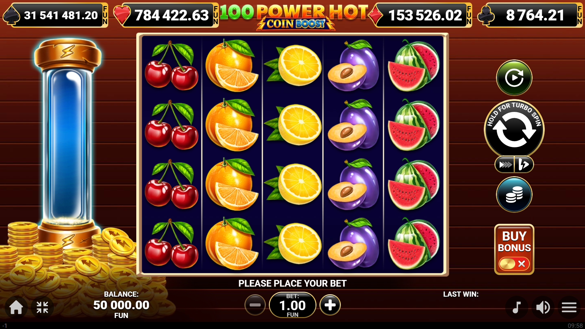 100 Power Hot Coin Boost base game play