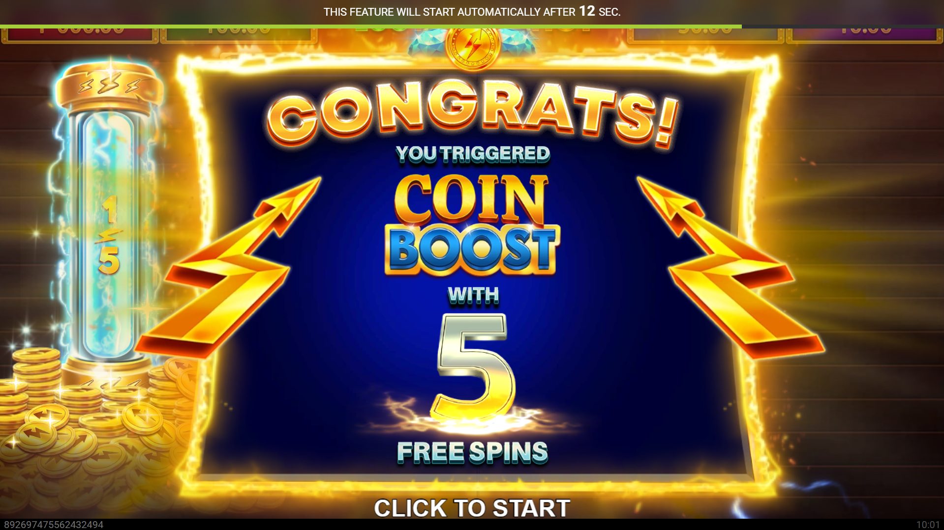 100 Power Hot Coin Boost feature trigger