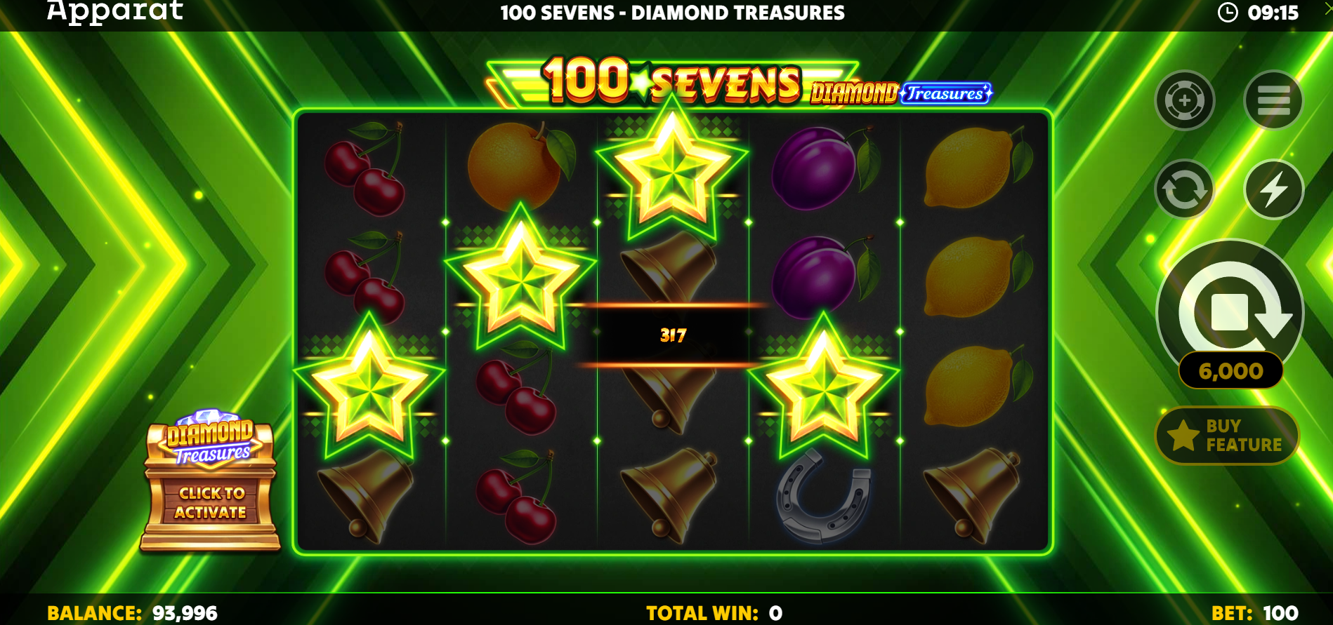 100 Sevens Diamond Treasure Free Spins trigger