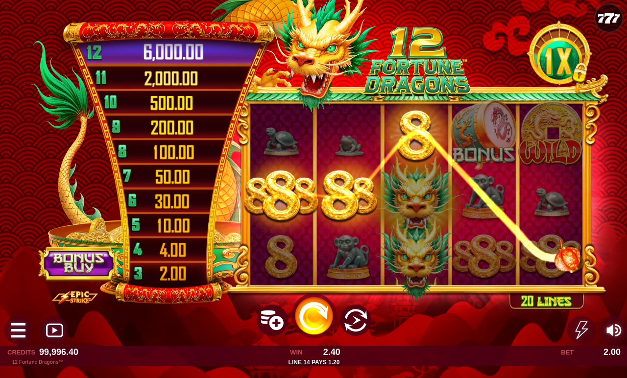 12 Fortune Dragons gameplay
