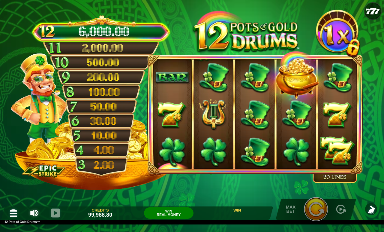 12 Pots of Gold Drums gameplay