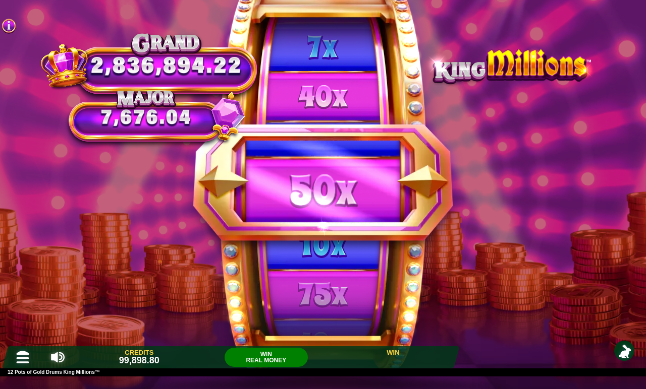 12 Pots of Gold Drums King Millions bonus round