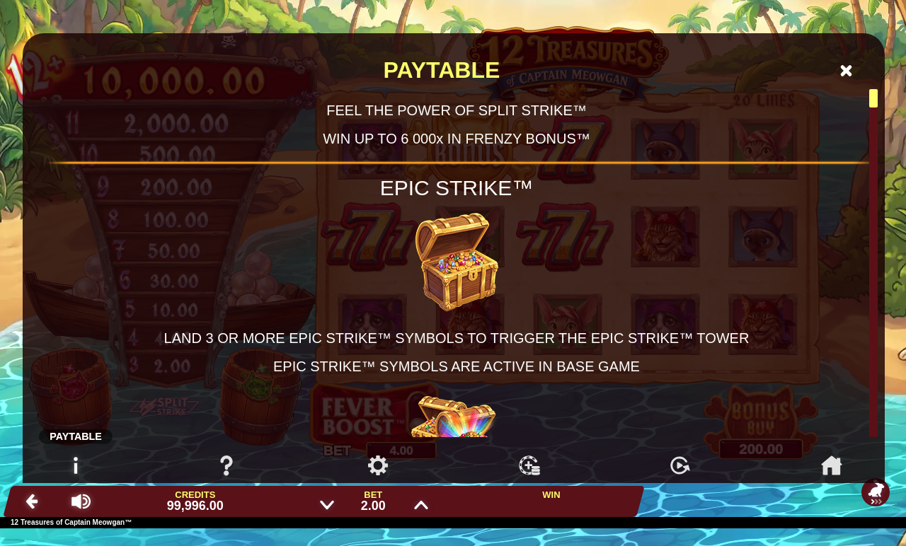 12 Treasures of Captain Meowgan Epic Strike Tower information