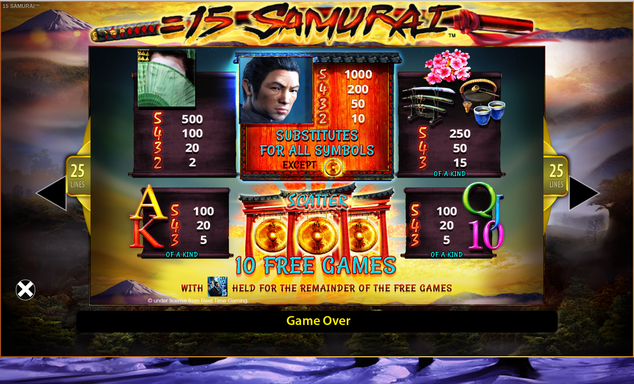 15 Samurai free games rules