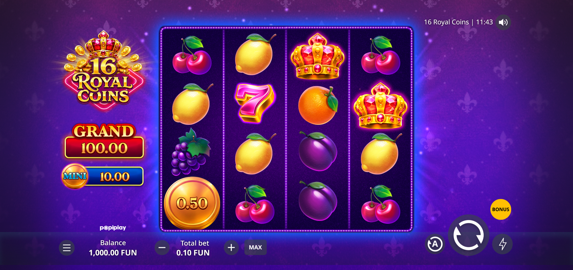 16 Royal Coins base game play