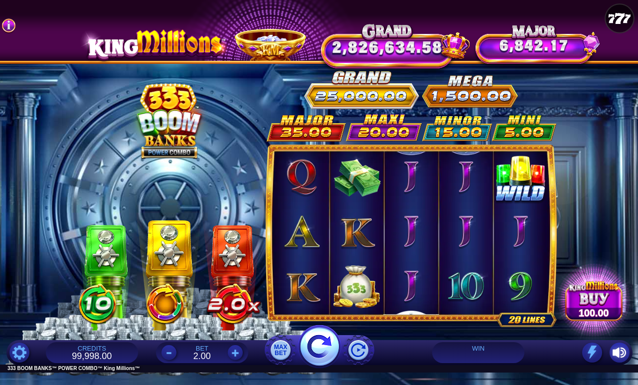 333 Boom Banks POWER COMBO King Millions base game