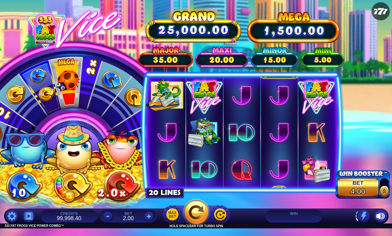 333 Fat Frogs VICE POWER COMBO bonus round gameplay