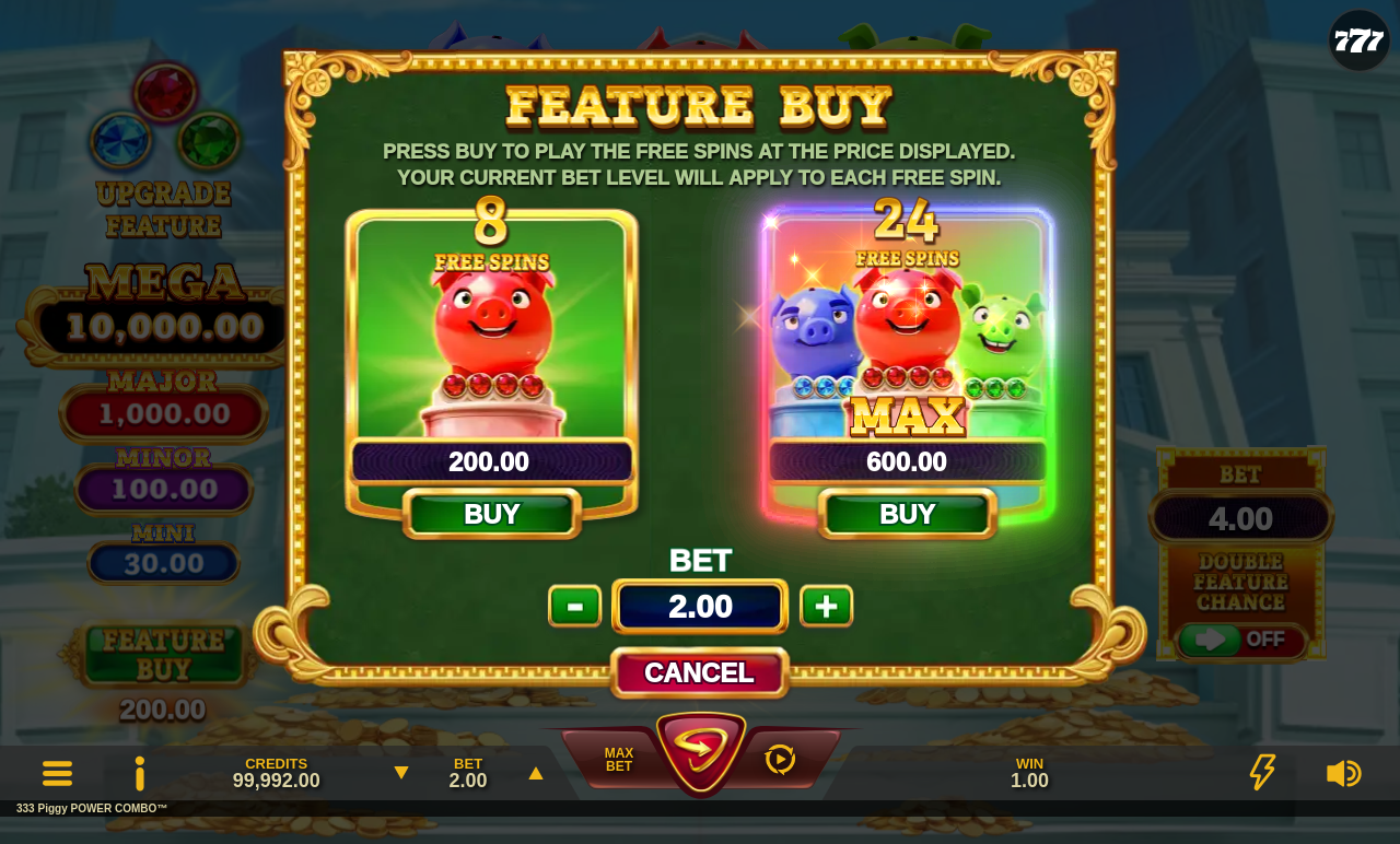 333 Piggy POWER COMBO bonus buy