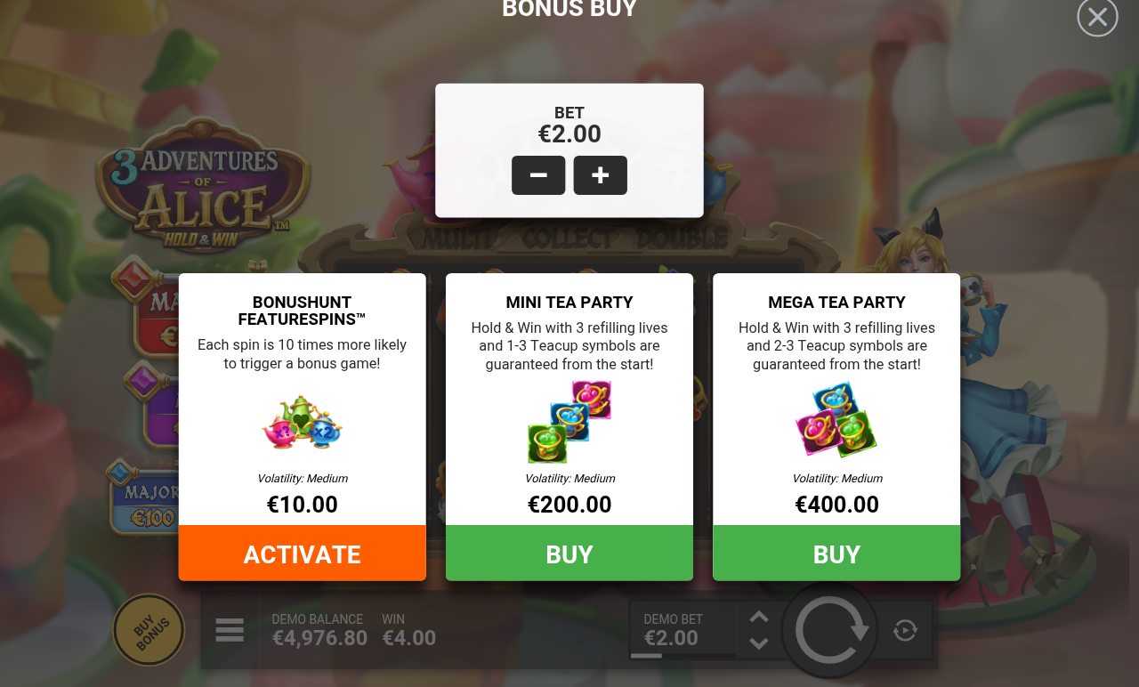 3 Adventures of Alice Hold & Win bonus buy
