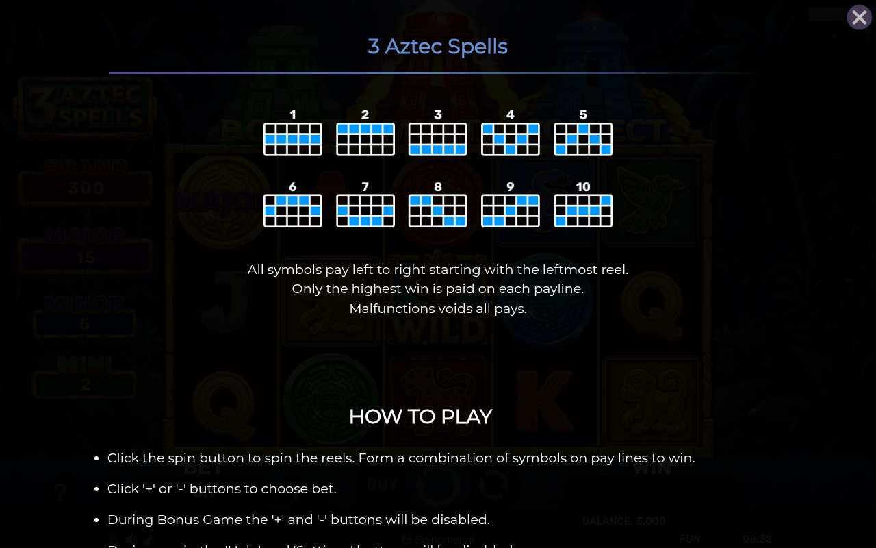 3 Aztec Spells information screen