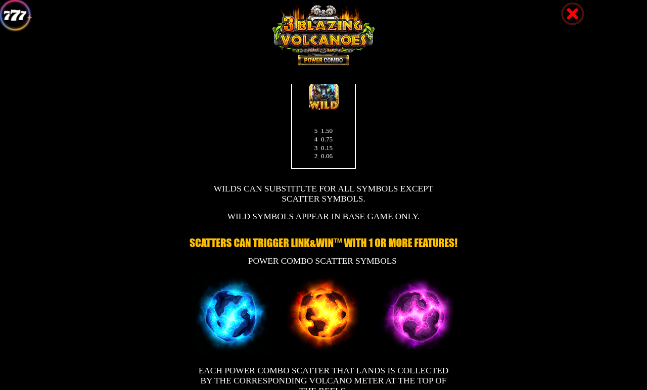 3 Blazing Volcanoes Power Combo information screen