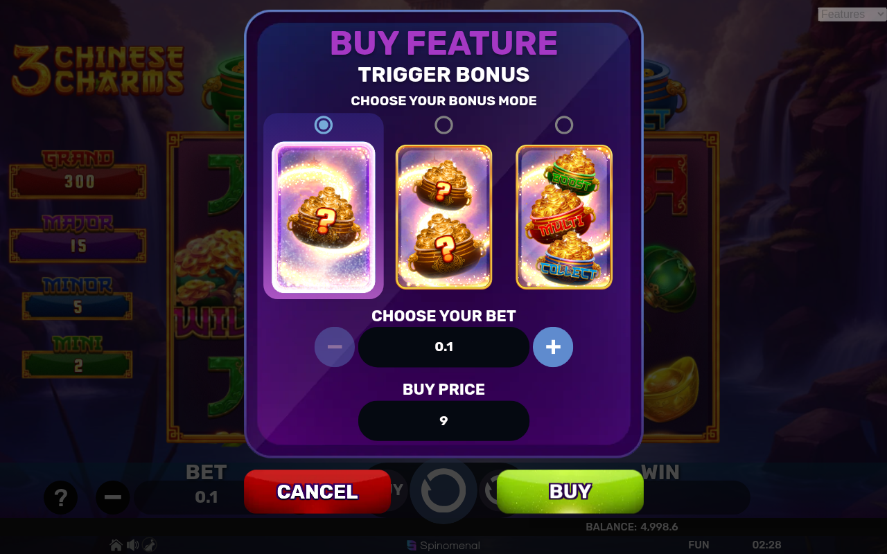 3 Chinese Charms bonus buy