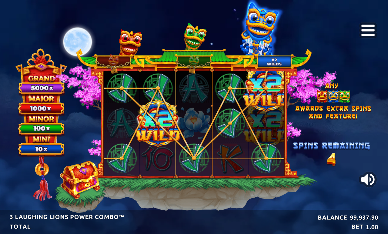 3 Laughing Lions Power Combo bonus round