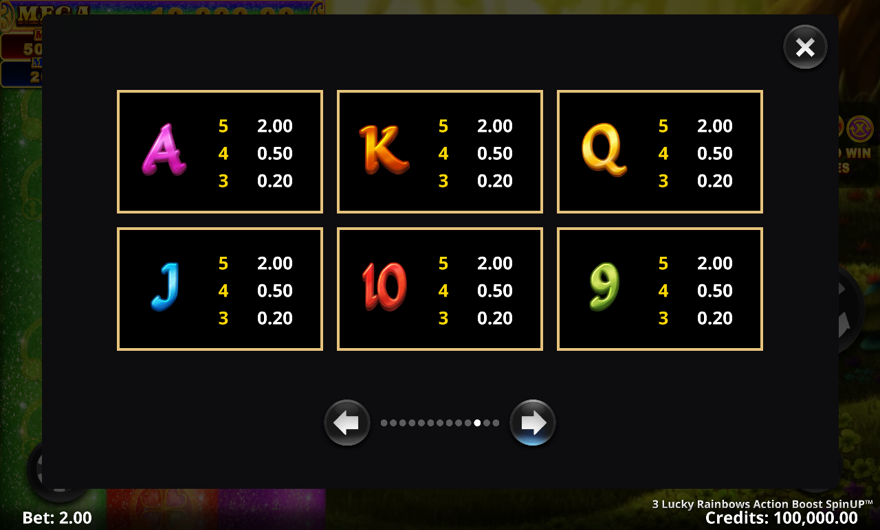 3 Lucky Rainbows Action Boost SpinUP coin collection rules
