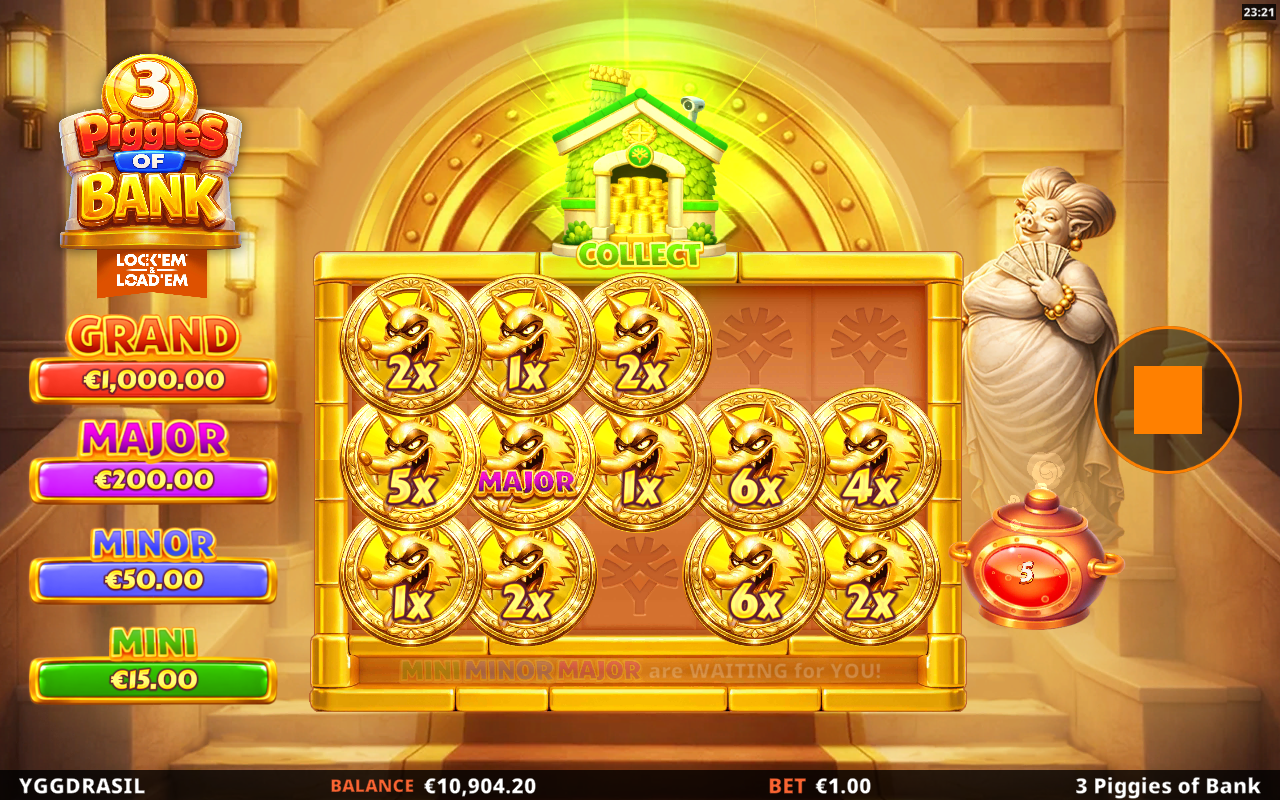 3 Piggies of Bank Lock 'em & Load 'em bonus round