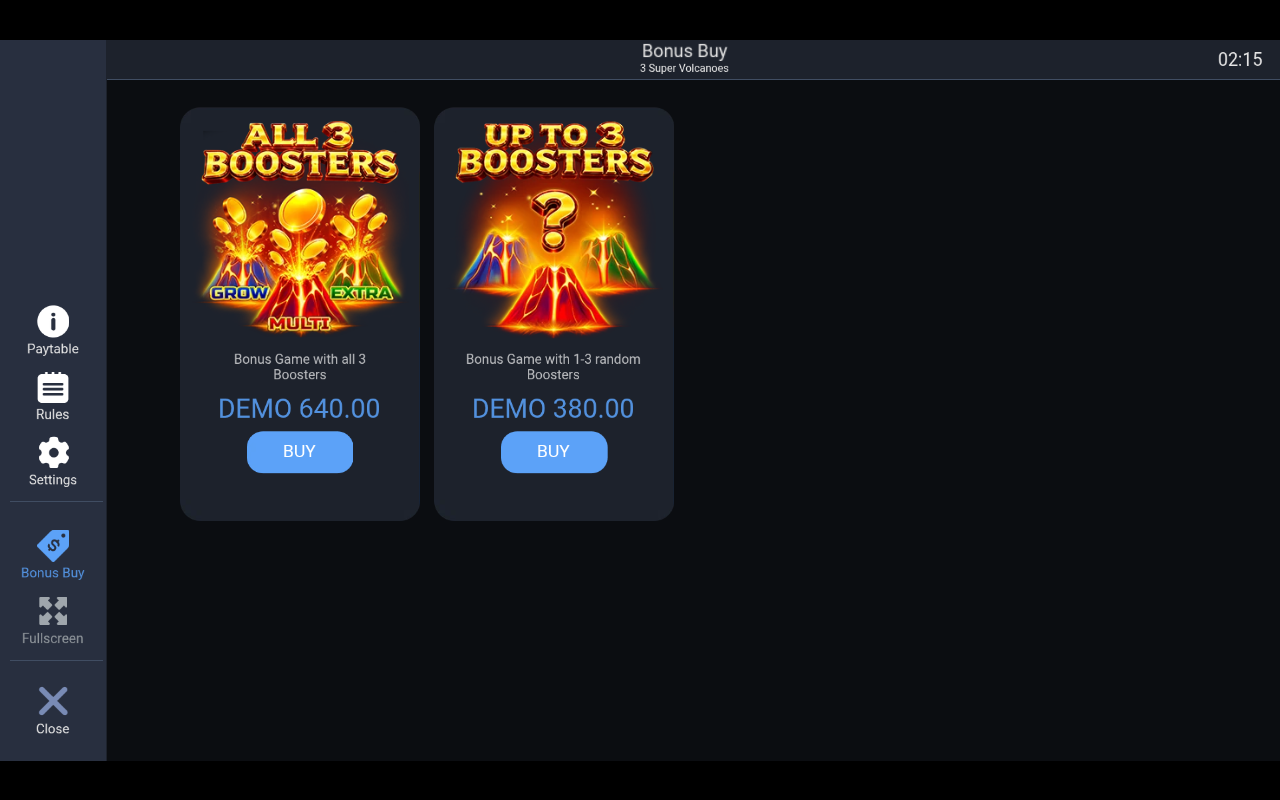3 Super Volcanoes bonus buy